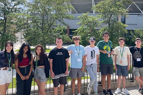 Global Business Academy students outside of Canvas Stadium