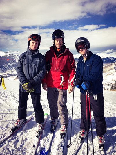 David Wright and his sons ski at Crested Butte